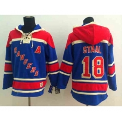 nhl jerseys new york rangers #18 staal blue[pullover hooded sweatshirt][patch A]