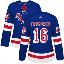 Women New York Rangers Vincent Trocheck Royal 16 Blue Home Blue Adidas Jersey