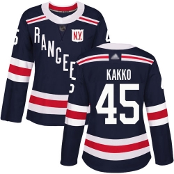 Women Rangers 45 Kaapo Kakko Navy Blue Authentic 2018 Winter Classic Stitched Hockey Jersey