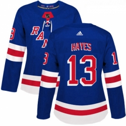 Womens Adidas New York Rangers 13 Kevin Hayes Premier Royal Blue Home NHL Jersey 