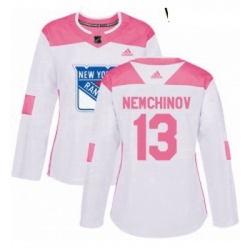 Womens Adidas New York Rangers 13 Sergei Nemchinov Authentic WhitePink Fashion NHL Jersey 