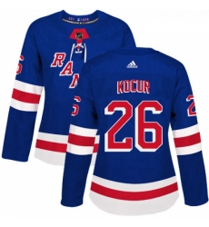 Womens Adidas New York Rangers 26 Joe Kocur Premier Royal Blue Home NHL Jersey 