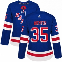 Womens Adidas New York Rangers 35 Mike Richter Authentic Royal Blue Home NHL Jersey 