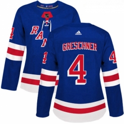 Womens Adidas New York Rangers 4 Ron Greschner Premier Royal Blue Home NHL Jersey 