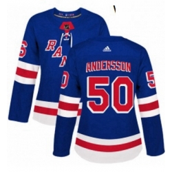 Womens Adidas New York Rangers 50 Lias Andersson Premier Royal Blue Home NHL Jersey 