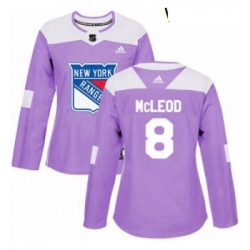 Womens Adidas New York Rangers 8 Cody McLeod Authentic Purple Fights Cancer Practice NHL Jersey 