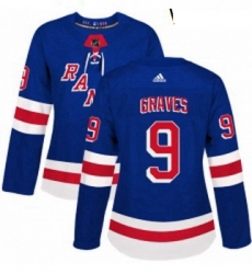 Womens Adidas New York Rangers 9 Adam Graves Premier Royal Blue Home NHL Jersey 