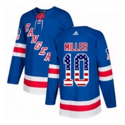 Youth Adidas New York Rangers 10 JT Miller Authentic Royal Blue USA Flag Fashion NHL Jersey 