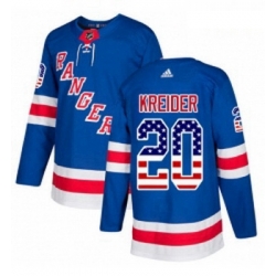 Youth Adidas New York Rangers 20 Chris Kreider Authentic Royal Blue USA Flag Fashion NHL Jersey 