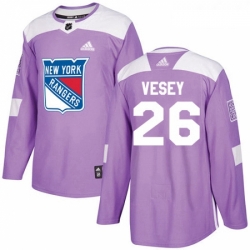 Youth Adidas New York Rangers 26 Jimmy Vesey Authentic Purple Fights Cancer Practice NHL Jersey 