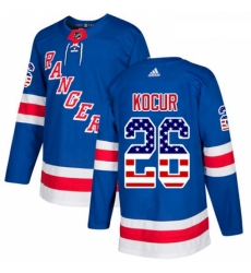 Youth Adidas New York Rangers 26 Joe Kocur Authentic Royal Blue USA Flag Fashion NHL Jersey 