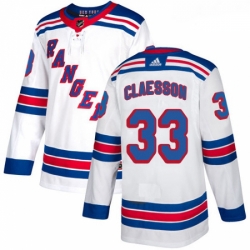 Youth Adidas New York Rangers 33 Fredrik Claesson Authentic White Away NHL Jersey 