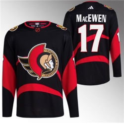 Men Ottawa Senators 17 Zack MacEwen Black Reverse Retro Stitched Jersey