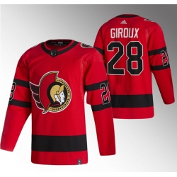 Men Ottawa Senators 28 Claude Giroux 2021 Red Reverse Retro Stitched Jersey