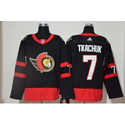 Men Ottawa Senators 7 Brady Tkachuk Black 2020 21 Reverse Retro Adidas Jersey