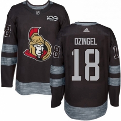 Mens Adidas Ottawa Senators 18 Ryan Dzingel Authentic Black 1917 2017 100th Anniversary NHL Jersey 