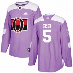 Mens Adidas Ottawa Senators 5 Cody Ceci Authentic Purple Fights Cancer Practice NHL Jersey 