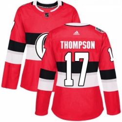 Womens Adidas Ottawa Senators 17 Nate Thompson Authentic Red 2017 100 Classic NHL Jersey 