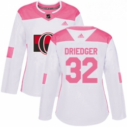 Womens Adidas Ottawa Senators 32 Chris Driedger Authentic WhitePink Fashion NHL Jersey 