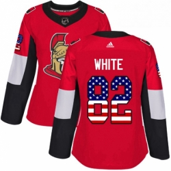 Womens Adidas Ottawa Senators 82 Colin White Authentic Red USA Flag Fashion NHL Jersey 