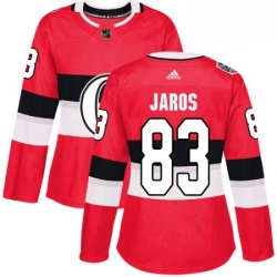 Womens Adidas Ottawa Senators 83 Christian Jaros Authentic Red 2017 100 Classic NHL Jersey 