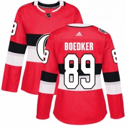 Womens Adidas Ottawa Senators 89 Mikkel Boedker Authentic Red 2017 100 Classic NHL Jersey 