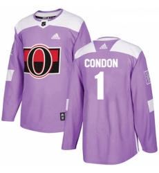 Youth Adidas Ottawa Senators 1 Mike Condon Authentic Purple Fights Cancer Practice NHL Jersey 