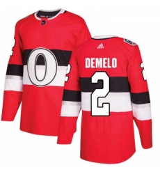 Youth Adidas Ottawa Senators 2 Dylan DeMelo Authentic Red 2017 100 Classic NHL Jersey 