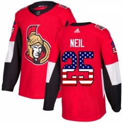 Youth Adidas Ottawa Senators 25 Chris Neil Authentic Red USA Flag Fashion NHL Jersey 