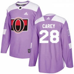 Youth Adidas Ottawa Senators 28 Paul Carey Authentic Purple Fights Cancer Practice NHL Jersey 