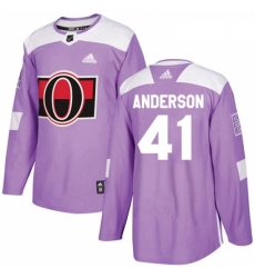 Youth Adidas Ottawa Senators 41 Craig Anderson Authentic Purple Fights Cancer Practice NHL Jersey 