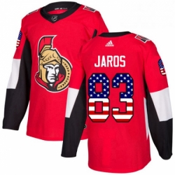 Youth Adidas Ottawa Senators 83 Christian Jaros Authentic Red USA Flag Fashion NHL Jersey 