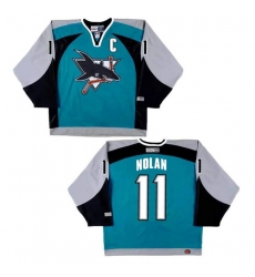 Men San Jose Sharks 11 Owen Nolan Alternate Stitched Hockey Jersey Green Black