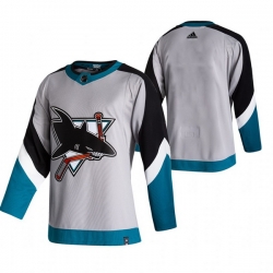 Men San Jose Sharks Blank Grey Adidas 2020 21 Reverse Retro Alternate NHL Jersey