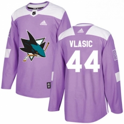 Mens Adidas San Jose Sharks 44 Marc Edouard Vlasic Authentic Purple Fights Cancer Practice NHL Jersey 