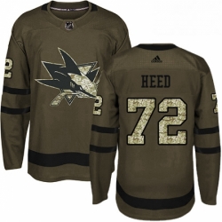 Mens Adidas San Jose Sharks 72 Tim Heed Premier Green Salute to Service NHL Jersey 