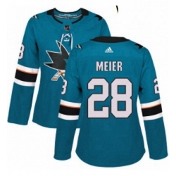 Womens Adidas San Jose Sharks 28 Timo Meier Premier Teal Green Home NHL Jersey 