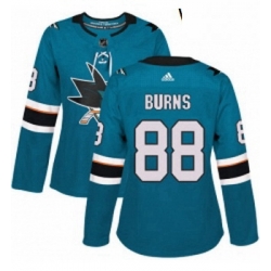 Womens Adidas San Jose Sharks 88 Brent Burns Authentic Teal Green Home NHL Jersey 