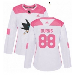 Womens Adidas San Jose Sharks 88 Brent Burns Authentic WhitePink Fashion NHL Jersey 
