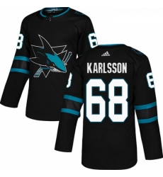 Youth Adidas San Jose Sharks 68 Melker Karlsson Premier Black Alternate NHL Jersey 