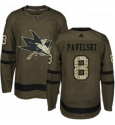 Youth Adidas San Jose Sharks 8 Joe Pavelski Authentic Green Salute to Service NHL Jersey 