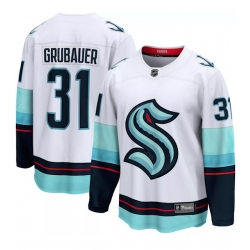 Men Seattle Kraken 31 Paul Grubauer White Adidas Stitched NHL Jersey