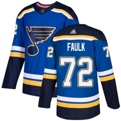 Blues 72 Justin Faulk Blue Home Authentic Stitched Hockey Jersey