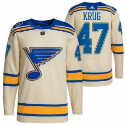 Men St  Louis Blues 47 Torey Krug Cream 2022 Winter Classic Stitched jersey