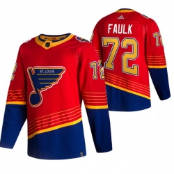 Men St  Louis Blues 72 Justin Faulk Red Adidas 2020 21 Reverse Retro Alternate NHL Jersey
