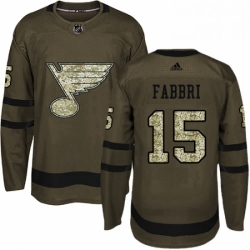 Mens Adidas St Louis Blues 15 Robby Fabbri Authentic Green Salute to Service NHL Jersey 