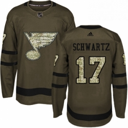 Mens Adidas St Louis Blues 17 Jaden Schwartz Premier Green Salute to Service NHL Jersey 