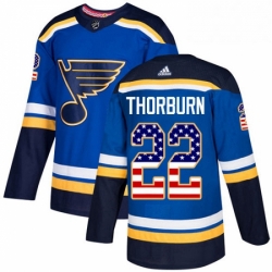 Mens Adidas St Louis Blues 22 Chris Thorburn Authentic Blue USA Flag Fashion NHL Jersey 