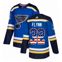 Mens Adidas St Louis Blues 32 Brian Flynn Authentic Blue USA Flag Fashion NHL Jersey 