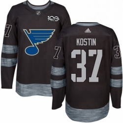 Mens Adidas St Louis Blues 37 Klim Kostin Authentic Black 1917 2017 100th Anniversary NHL Jersey 